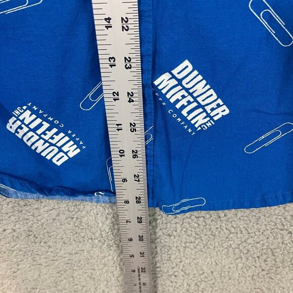 The Office‎ Dunder Mifflin Men’s Small Blue Graphic Button Up Short Sleeve Shirt - Picture 8 of 11